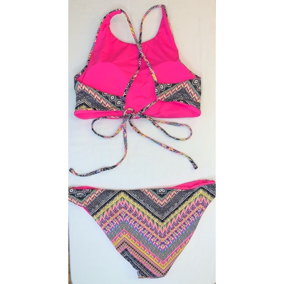 Pink patterned Halter Bikini tie in the back - Picture 2 of 4